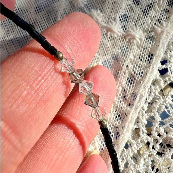 Vintage Dainty Sterling & Crystal Bracelet Anklet - Picture 4 of 13